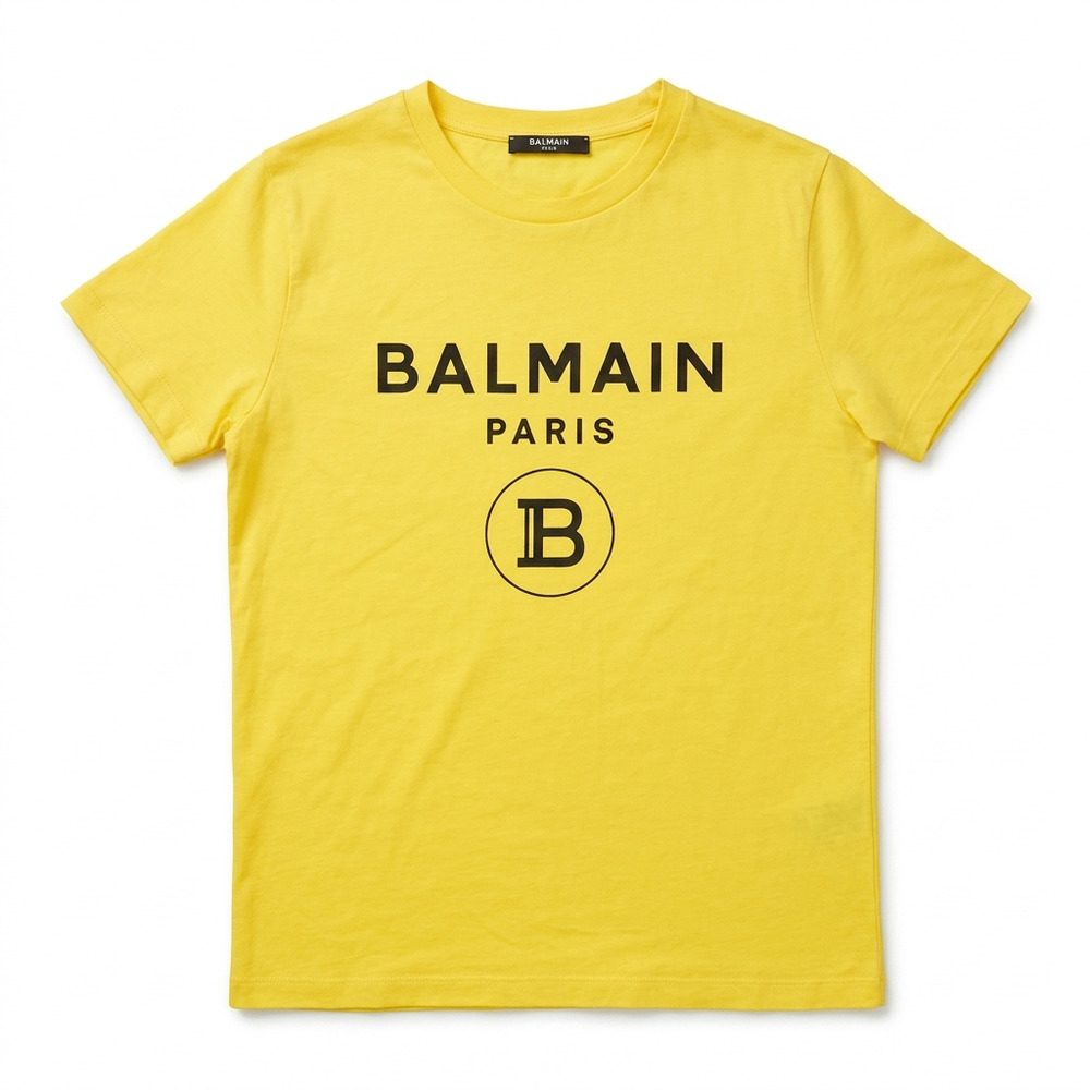 Balmain Paris Kids Logo T-Shirt | Vibrant Yellow 100% Cotton | Youth Size 10 / M